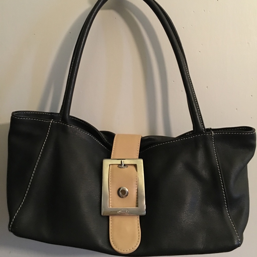 Black leather hand bag. Excellent condition